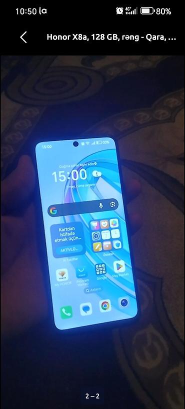komputer ehtiyat hisseleri: Honor X8a, 128 GB, rəng - Qara, Barmaq izi — 2