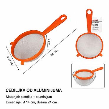 KMT aluminijumska cediljka sa drškom - Opis: Praktična kuhinjska