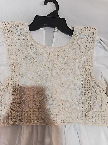 Haljine: Bela haljina sa heklanim prslukom - Model: bela pamučna/platnena — 7