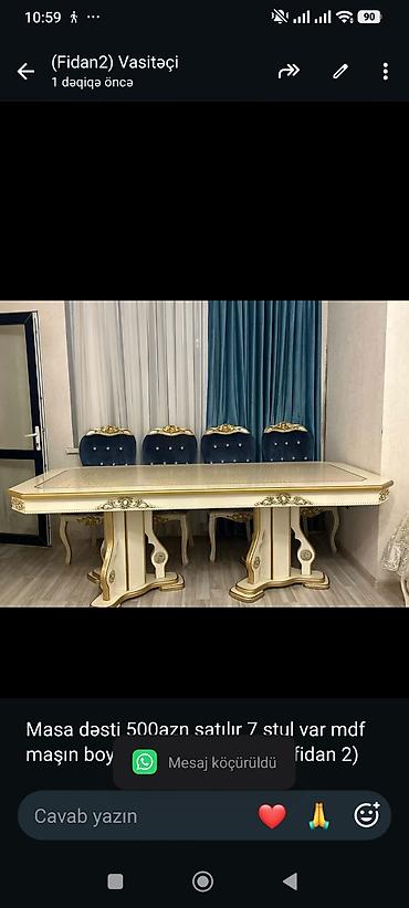 Masa dəsti 500azn satılır 7 stul var mdf maşın boyasıdı ünvan 7ci mkr