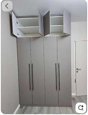 koridorda qarderob: Yeni, 4 qapılı, Boz, Açılan, Düz dolab — 1