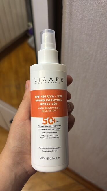 Ətriyyat: Licapè SPF +50 UVA-UVB Günəş Qoruyucu Sprey Südü, günəşin zərərli