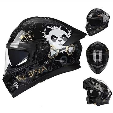 moto debilqe: Moto dəbilqə – “THE PANDA” dizaynı - Tip: Tam üzlü/flip-up (çənə — 1