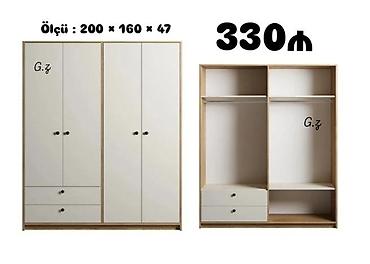ucuz dolablar: Geyim dolabı – 3 qapılı, çəkməcəli model - Ölçü: 200 × 160 × 47 sm — 1