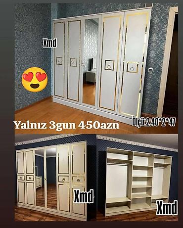 islenmis seyf qapi: Yeni, 5 qapı, Güzgülü, Ağ, Açılan, Düz dolab — 1
