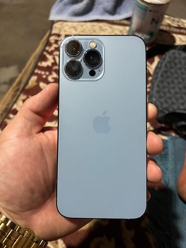 токмок бу телефон: IPhone 13 Pro Max, Б/у, 256 ГБ, Голубой, 73 %