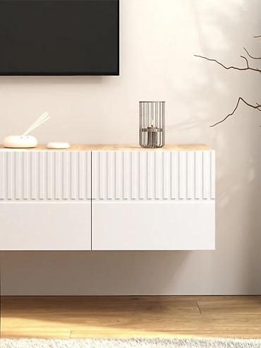 Тумбы и подставки для телевизора: Тумба и подставка для телевизора, Новый, Подвесная, ЛДСП, Самовывоз, Бесплатная доставка, Платная доставка, цвет - Белый — 5