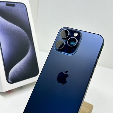 Apple iPhone: IPhone 15 Pro Max, Б/у, 256 ГБ, Синий, Защитное стекло, Чехол, Кабель, 100 %
