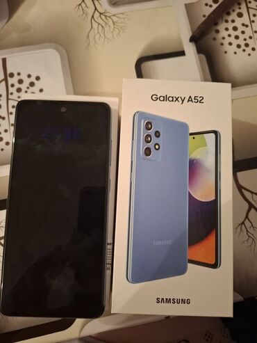 Samsung: Samsung Galaxy A52, Б/у, 128 ГБ, цвет - Голубой, 2 SIM