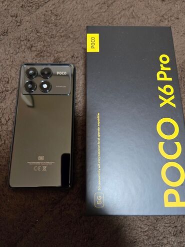 смартфоны кнопочные телефоны: Poco X6 Pro 5G, Колдонулган, 512 ГБ, түсү - Кара, 1 SIM, 2 SIM