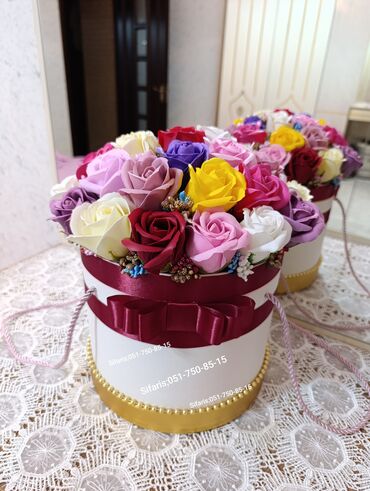 Toy aksesuarları: Gul buketleri sabun gullerden hazirlanir.Bir omur boyu solmayan,xarab — 5