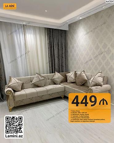 Künc divan – Kod: 2534 - Ölçülər: 280 x 200 sm - Mexanizm: açılan