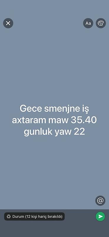 Digər ixtisaslar: Xidmət: Gecə növbəsi üçün əmək təklifi - Gecə smenində çalışmaq üçün — 1