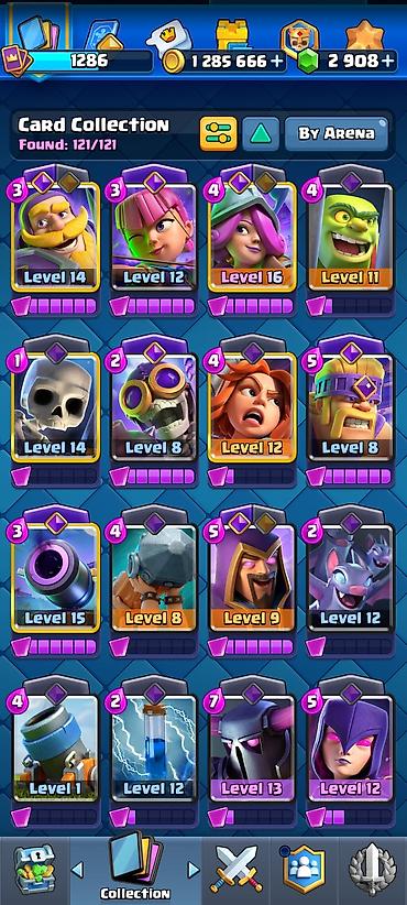 Kolleksiya kartları: Clash Royale oyun hesabı salam aleykum hesab normal hesabdı içinde 15 — 7