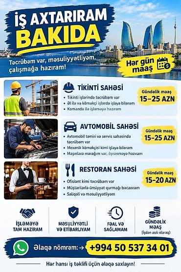 Fəhlə, 3-5 illik təcrübə, Gündəlik ödəniş lalafo.az -da Fəhlə, 3-5 illik təcrübə, Gündəlik ödəniş
