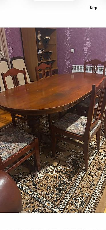 Mebel: Qonaq otağı üçün, İşlənmiş, Oval masa, 6 stul — 1
