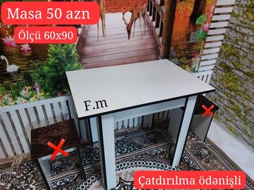 Masalar: Masalarimiz hazir var Olcu 90x60 Qiymet 50 azn Catdirilma elave