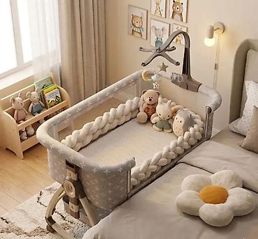 bermude 4000: Kolevka/ Next to me krevet za bebe + dusek NOVO sivi i roze — 1