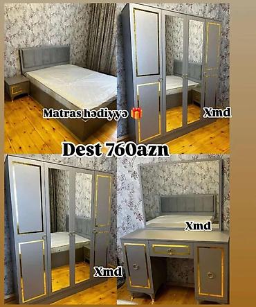 koridorda dolap: Yataq otağı mebel dəsti Tərkibi: - 2 nəfərlik çarpayı (matras — 1