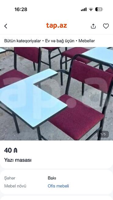 l masalar: Tələbə üçün yazı masalı oturacaq - Metall karkaslı, möhkəm — 2