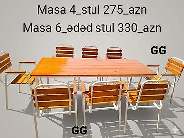 stol və stul: Yeni və Sifarişlə Masa 4_stul 275_azn Masanin ölçüsü 1.20/80sm Masa — 1