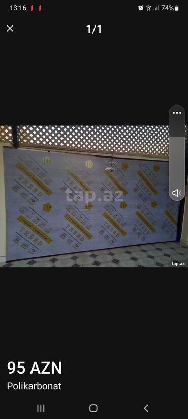 арка навес: Polikarbonat 100lük Rusiya istehsalı. 2.10x4.05 .Xırdalandadı 1