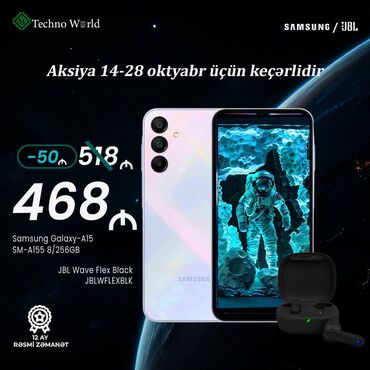 samsung galaxy grand: Samsung Galaxy A15, 256 GB, rəng - Qara, Zəmanət, Barmaq izi, İki sim kartlı