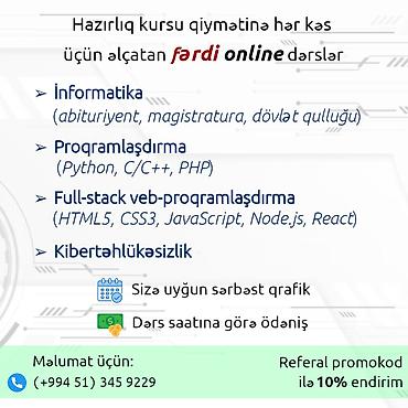 kompüter kursları: Kompüter kursu: Proqramlaşdırma, Onlayn — 1