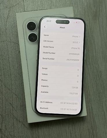 apple usb: IPhone 16, 128 GB, Ağ, Zəmanət, Simsiz şarj, Face ID — 2