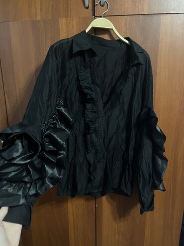 Кофты: Черная рубашка шелк
