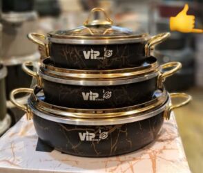 qaçış aparatı qiyməti: VIP Chef qazan dəsti – 3 ədəd - Material: qalın gövdəli döküm tipli lalafo.az -da qaçış aparatı qiyməti: VIP Chef qazan dəsti – 3 ədəd - Material: qalın gövdəli döküm tipli