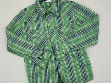 body chłopięce 92 długi rękaw: Koszula 5-6 lat, stan - Bardzo dobry, wzór - Kratka, kolor - Zielony