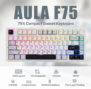 Другие комплектующие: Aula F75 - Механическая клавиатура с подсветкой. Hot Swap AULA F75 -