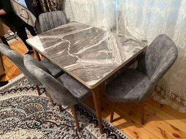 Masa və oturacaq dəstləri: Mətbəx üçün, Yeni, Açılan, Dördbucaq masa, 4 stul — 10