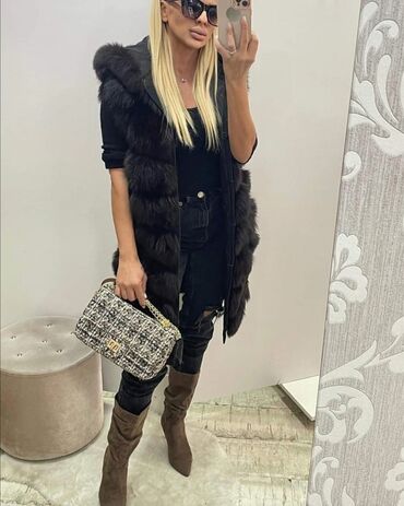 prsluk narodna nosnja: M (EU 38), Faux fur, color - Black