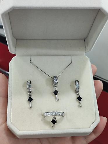 Серебряные наборы украшений: Серебряный Набор+ Цепочка Дизайн под Ванклиф Серебро 925 пробы — 4