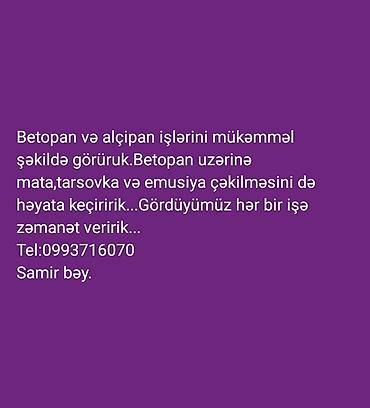 Betopan və alçıpan işləri üzrə peşəkar xidmətlər: - Betopan və alçıpan lalafo.az -da Betopan və alçıpan işləri üzrə peşəkar xidmətlər: - Betopan və alçıpan