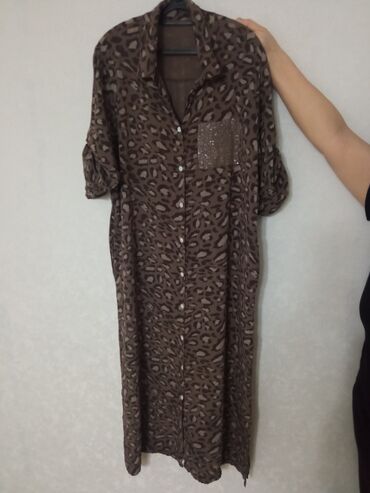 платье рубашка для полных: Платье-рубашка с леопардовым принтом, размер 48-50, производство