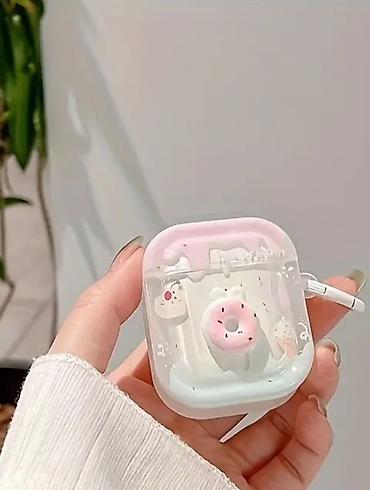 ipad mini 5 satisi: Şəkilli AirPods qabığı – Şirin donut dizaynı - Model: AirPods və — 4