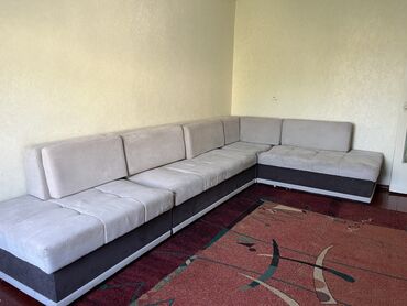 диван 3: Угловой диван, цвет - Серый, Б/у