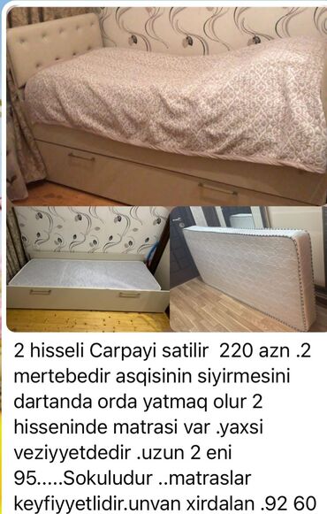 Masa və oturacaq dəstləri: ‼️Iki neferlik carpayi 220 azn satilir‼️unvan xirdalan kod9260 sekine