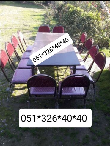 Masa və oturacaq dəstləri: Qonaq otağı üçün, Yeni, Açılan, Dördbucaq masa, 4 stul — 13