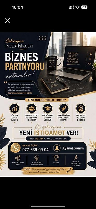 Работа: Biznes partnyorluğu fürsəti Gələcəyinə investisiya et! Ciddi və — 1