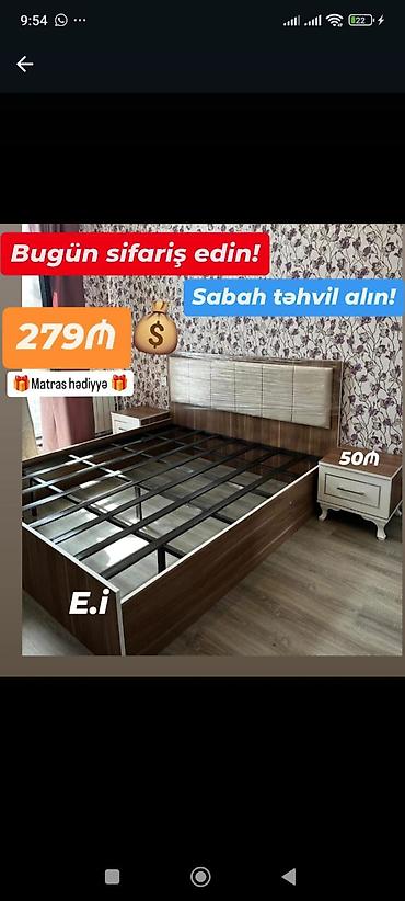 qosa taxt: Yeni, İkinəfərlik çarpayı, Matras ilə — 1