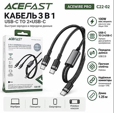 ACEFAST C22-02 ACEWIRE PRO — кабель USB-C → 2×USB-C, 100W - Формат