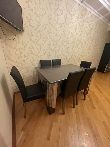 Masa və oturacaq dəstləri: Qonaq otağı üçün, Açılmayan, Kvadrat masa, 6 stul