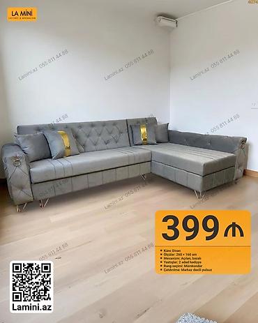 Künc divan – La Mini - Ölçülər: 260 × 160 sm - Mexanizm: Açılan