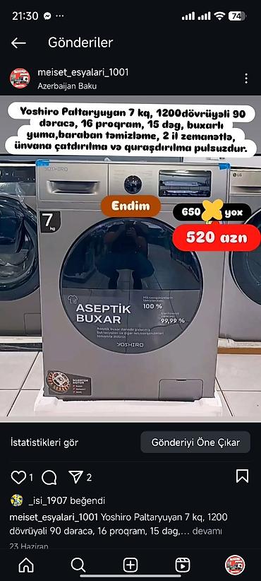 Paltaryuyan maşınlar: Paltaryuyan Anbardan satiş.Qimətlər aşagida qeyd olunub.Ünvana — 30