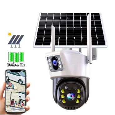 nəzarət kamerasi: Simsiz 4G sim kartl Solar ptz 2 kamera 360° 8mp/4K Çöl ṣəraiti ücün