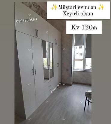 sef qapi: Ağ rəngli, müasir dizaynlı qarderob şkafı. - Geniş tutumlu 6 qapı — 1